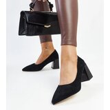 VINCEZA Black leather block heel pumps | Shoptok.si