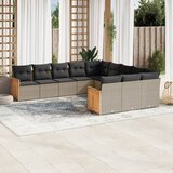 Maison Chic Seti vrtnega pohištva - Vrtna garnitura - Vrtni pohištvo set 11-delna z blazinami siv poli ratan, (21817191) | Shoptok.si