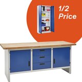eurokraft basic vxšxg 850 x 2000 x 750 mm (delovna miza), plošča iz masivne bukovine | Shoptok.si
