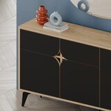 Marckeric Crna/u prirodnoj boji niska komoda u dekoru hrasta 140x79 cm Nola – | shoptok.hr