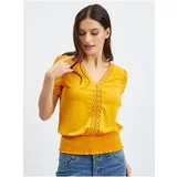 Orsay Women's Mustard T-Shirt with Decorative Details - Women