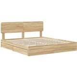 Postelja s shranjevanjem z vzglavjem Sonoma hrast 180 x 200 cm, (5000105866) | Shoptok.si