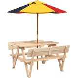  Stol za piknik za 4 djece sa suncobranom od masivne jelovine | shoptok.hr