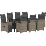 vidaXL 9 delni vrtni jedilni set s blazinami siva poli ratan | Shoptok.si