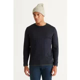 AC&Co / Altınyıldız Classics Men's Navy Blue-Khaki Standard Fit Regular Fit Crew Neck Cotton Knitwear Sweater