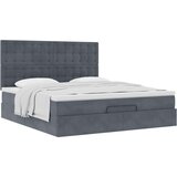  Otomanski posteljni okvir z vzmetnicami siv 180x200cm žamet | Shoptok.si