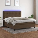  Box spring postelja z vzmetnico LED temno rjava 160x200cm blago, (20893646) Cene