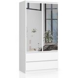 AKORD Garderobna Omara, 2 Vrata, 2 Predala In 2 Ogledali, Bela, (5000331680) | Shoptok.si