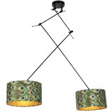 QAZQA Viseča svetilka z žametnimi odtenki pav z zlatom 35 cm - Blitz II črna Cene