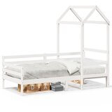  Dnevni krevet s krovom bez madraca bijeli 80x200 cm masivno drvo | shoptok.hr