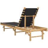  Ležaljka za sunčanje s crnim tkanim trakama 55x200x30 cm bambus | Eponuda.com