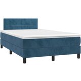 vidaXL Box spring postelja z vzmetnico LED tem. modra 120x190 cm žamet Cene