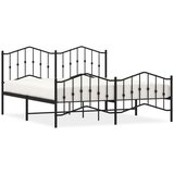 Metalni Kovinski posteljni okvir z vzglavjem in vznožjem črn 183x213 cm | Shoptok.si