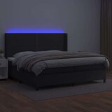  Krevet box spring s madracem LED crni 200x200cm od umjetne kože | shoptok.hr