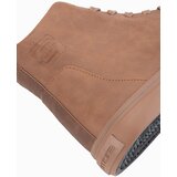Ombre Men's high-top sneakers with matte texture and embossed logo - light brown | Shoptok.si