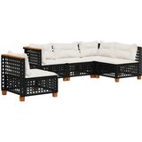 Maison Chic Seti vrtnega pohištva - Vrtna garnitura - Vrtni pohištvo set 5-delna z blazinami črn poli ratan, (21817775) | Shoptok.si