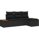 vidaXL set od 4 dijela vrtnih kauča s jastučićima crni poli ratan akacija | shoptok.hr