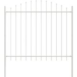vidaXL Panel ograde s vrhom Bijela Metal Duljina 100-125 cm Produživa | shoptok.hr