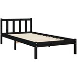  Posteljni okvir z vzglavjem črn 100x200 cm trden les, (20642596) | Shoptok.si