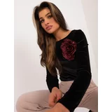 Fashion Hunters Black velour bodysuit with long sleeves