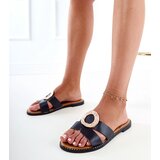 Gemre Black sandals with a gold embellishment and cutouts on the strap Satima | ePonuda.com