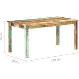  Blagovaonski stol od masivnog obnovljenog drva 160 x 80 x 76 cm | shoptok.hr