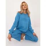 Fashion Hunters Blue tracksuit with sweatshirt without hood