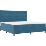 Box Spring Postelja z Vzmetnico Temno Modra 200x200 cm Žamet, (22052033) | Shoptok.si