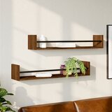 Maison Chic 2 kosi Stenske Police - Viseče police s prečkami rjavi hrast 80x16x14 cm, (21793992) | Shoptok.si