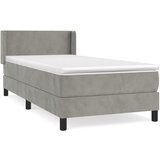 vidaXL Box spring postelja z vzmetnico svetlo siv 90x190 cm žamet, (20725789) Cene