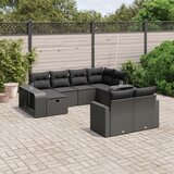 vidaXL 10-dijelni set vrtnih sofa s jastucima crni od poliratana | shoptok.hr