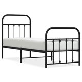 The Living Store Kovinski posteljni okvir z vzglavjem in vznožjem črn 75x190 cm - Posteljni Okvir, (21529764) | Shoptok.si
