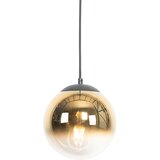 QAZQA Art Deco viseča svetilka črna z zlatim steklom 20 cm - Pallon Cene