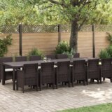 vidaXL Vrtni set za objed 13 pcs Smeđa 350 x 100 x 73 cm Ratan | shoptok.hr