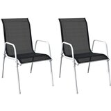 Maison Chic Vrtni stoli - Stol za vrt 2 kosa jeklo in tekstil črne barve JS1214, (21878525) | Shoptok.si