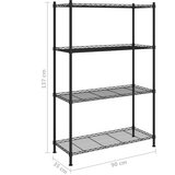 vidaXL 4-nadstropni regal 90x35x137 cm črn 200 kg | Shoptok.si