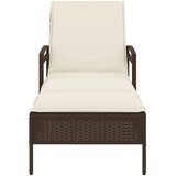  Ležalnik z blazino rjav 63x200x81 cm poli ratan | Shoptok.si