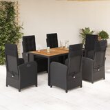  7-dijelni vrtni blagovaonski set s jastucima crni od poliratana Crna Dužina stola 150 cm | shoptok.hr