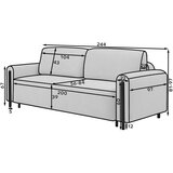 ELTAP Siva sklopiva/s prostorom za odlaganje sofa od samta 244 cm Arcadova – | shoptok.hr