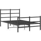 Metalni okvir kreveta s uzglavljem i podnožjem crni 120x190 cm | shoptok.hr