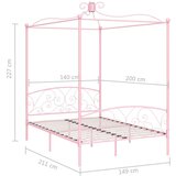 vidaXL Posteljni okvir z ogrodjem za baldahin roza kovinski 120x200 cm | Shoptok.si