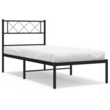  Metalni okvir za krevet s uzglavljem crni 90x190 cm | shoptok.hr