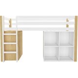 Lumor Postelja Mezzanine za otroke 90x200 cm - z omaro za shranjevanje in policami - bela (brez vzmetnice), (22155595) | Shoptok.si