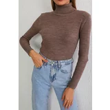 BİKELİFE Women's Mink Lycra Flexible Neck Knitwear Sweater