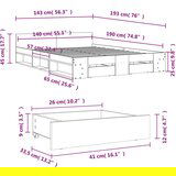 vidaXL Okvir za krevet s ladicama boja hrasta 140x190 cm drveni | shoptok.hr