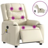 Maison Chic Električni masažni naslanjač - Relax naslanjač krem umetno usnje, (22134385) | Shoptok.si
