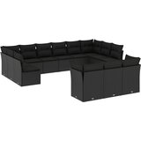  13-dijelni set vrtnih sofa s jastucima poliratan crni | shoptok.hr