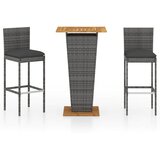  3-dijelni vrtni barski set od poliratana s jastucima sivi Siva 60 cm table length | shoptok.hr