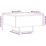  Stol za kavu staro drvo 60x60x31,5 cm konstruiranog drva | shoptok.hr