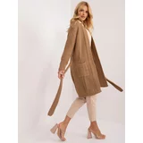 Fashion Hunters Camel long knitted cardigan with belt